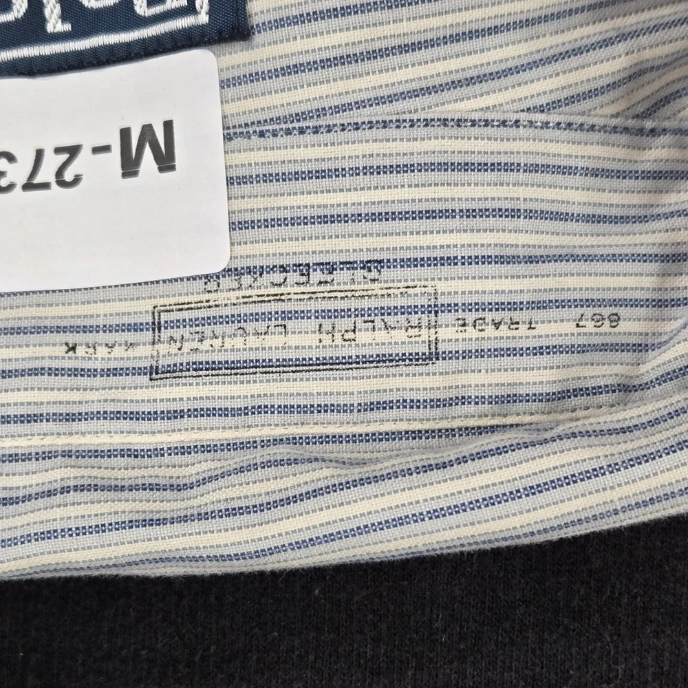 VINTAGE Polo By Ralph Lauren Men Button Up‎ Shirt XL Blue Striped PRL 69 Britain